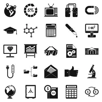 Startup icons set, simple style 库存插图