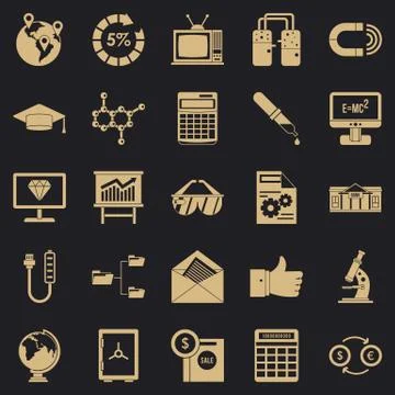 Startup icons set, simple style Illustrazione stock