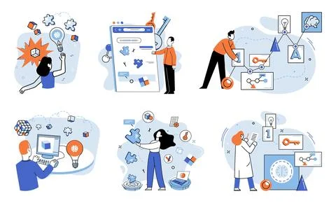 Startup idea. It involves refining concept, shaping it with precision, and Stock Illustration