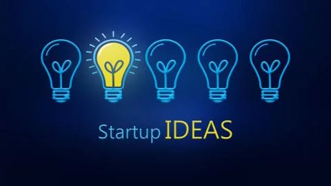 Startup ideas, Lightbulbs and one lighting bulb idea inspiration electric Stock Illustration