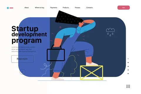 Startup illustration, website landing template. Concept of building new business イラスト素材