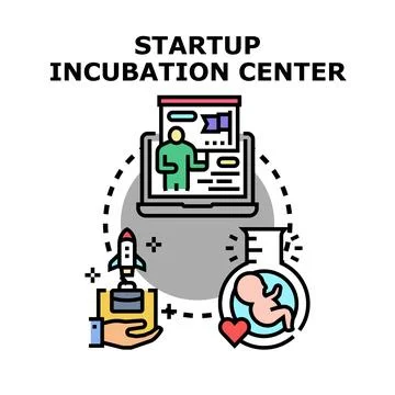 Startup incubation center concept developing project idea Stock Illustration