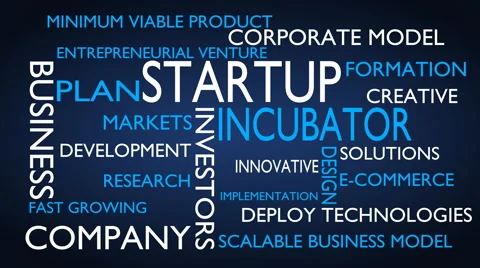 Startup, incubator word tag cloud - blue, English variant 動画素材 68547747