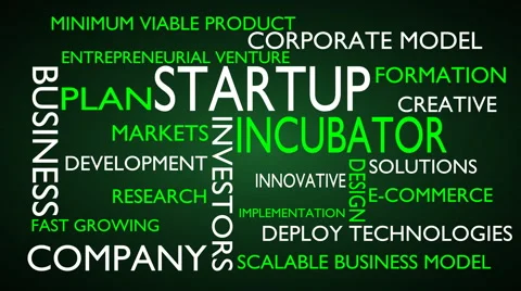 Startup, incubator word tag cloud - green, English variant 스톡 동영상 68556577