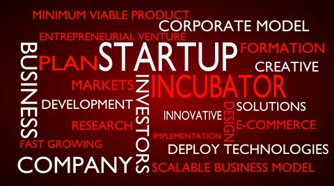 Startup, incubator word tag cloud - red, English variant 스톡 동영상 68655160
