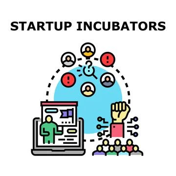 Startup incubators supporting business development and teamwork 스톡 일러스트