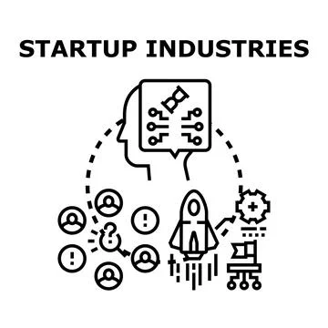 Startup industries development with creative business ideas formation Stock Illustration