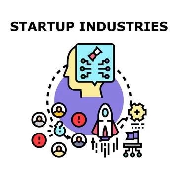 Startup industries development with creative business ideas formation Stock Illustration