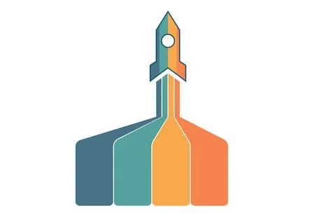 Startup infographic data template. 4 positions. White background. Launching r Stock Illustration