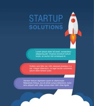 Startup infographic  with space rocket launch Stock Illustration