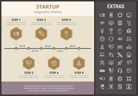 Startup infographic template, elements and icons. Stock Illustration