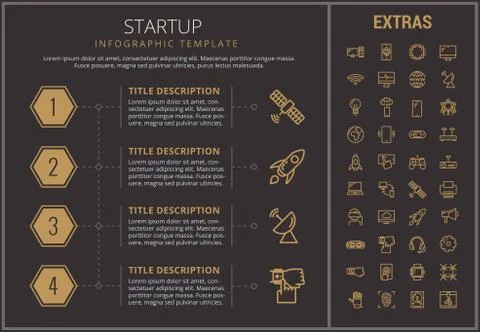Startup infographic template, elements and icons. Stock Illustration