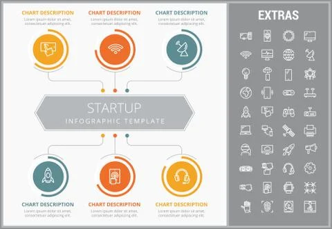 Startup infographic template, elements and icons. Stock Illustration