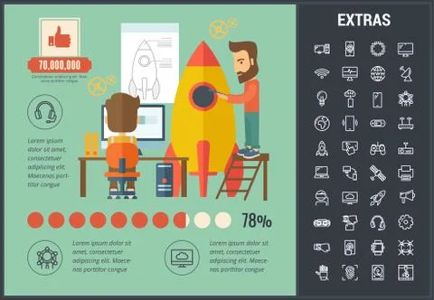 Startup infographic template, elements and icons. Stock Illustration