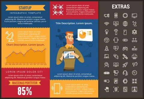 Startup infographic template, elements and icons. 스톡 일러스트