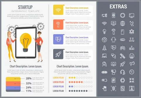 Startup infographic template, elements and icons. Stock Illustration
