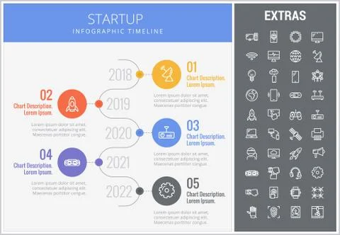 Startup infographic template, elements and icons. Stock Illustration