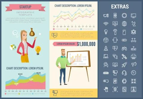 Startup infographic template, elements and icons. イラスト素材