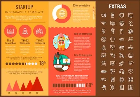Startup infographic template, elements and icons. Stock Illustration