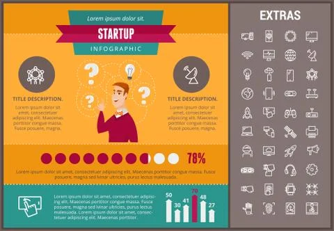 Startup infographic template, elements and icons. Stock Illustration
