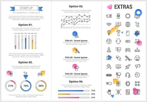 Startup infographic template, elements and icons. Stock Illustration
