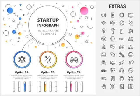 Startup infographic template, elements and icons. Stock Illustration