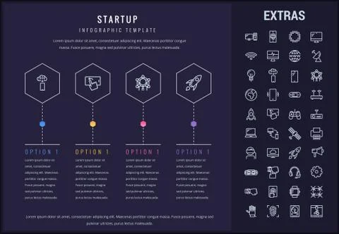 Startup infographic template, elements and icons. 스톡 일러스트