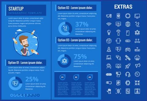 Startup infographic template, elements and icons. Stock Illustration