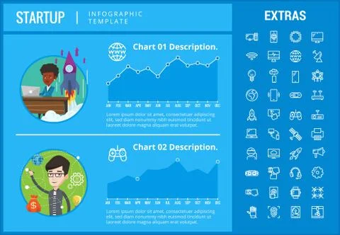 Startup infographic template, elements and icons. Stock Illustration