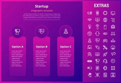 Startup infographic template, elements and icons. Stock Illustration