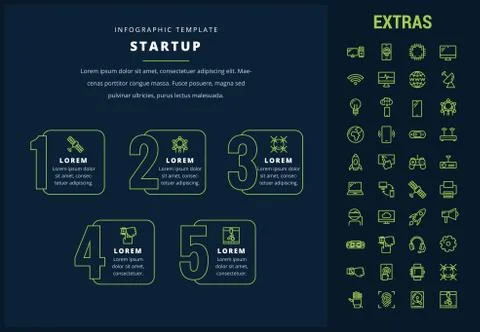 Startup infographic template, elements and icons. Stock Illustration