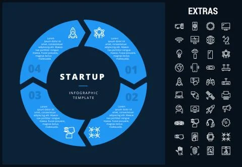 Startup infographic template, elements and icons. Stock Illustration