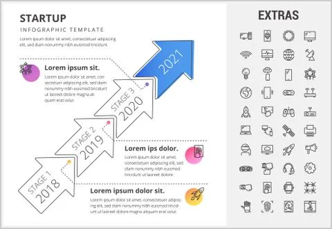 Startup infographic template, elements and icons. Stock Illustration