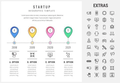 Startup infographic template, elements and icons. Stock Illustration