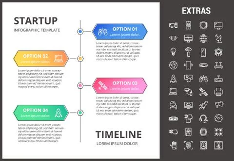 Startup infographic template, elements and icons. イラスト素材