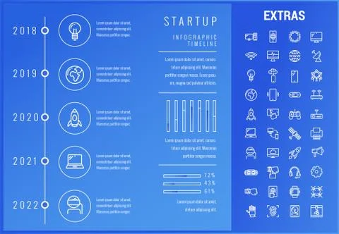 Startup infographic template, elements and icons. 스톡 일러스트