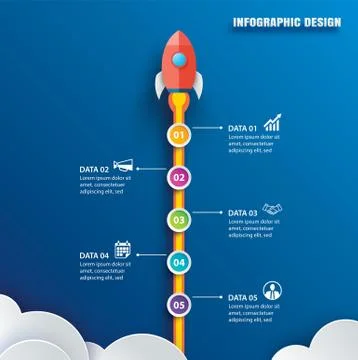 Startup infographics with 5 circle vertical data template. Vector illustratio Ilustración de archivo