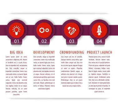 Startup infographics elements, 1, 2, 3, 4 steps, timeline, vector illustratio Stock Illustration