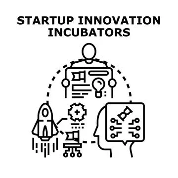 Startup innovation incubators developing new business concepts イラスト素材