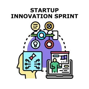 Startup innovation sprint process and project development 스톡 일러스트