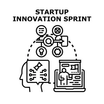 Startup innovation sprint process and project development 스톡 일러스트