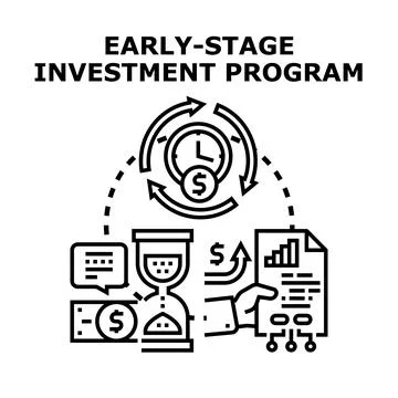 Startup investing program funding developing business projects Stock Illustration