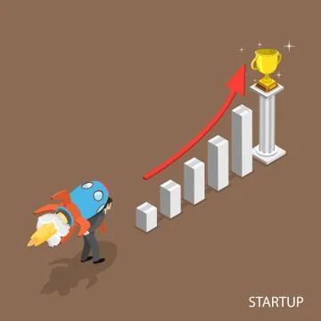 Startup isometric flat vector concept. Stock Illustration