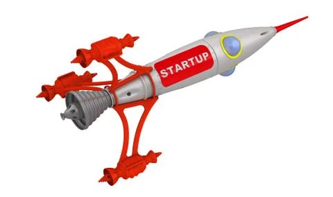 Startup. Labeled spaceship Stock Illustration