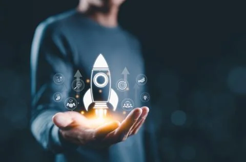Startup Launch and Business Development Concept. Stock Photos