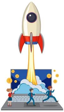 Startup Launch and Teamwork Concept Stock Illustration