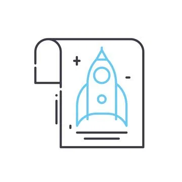Startup launch line icon, outline symbol, vector illustration, concept sign Stock Illustration
