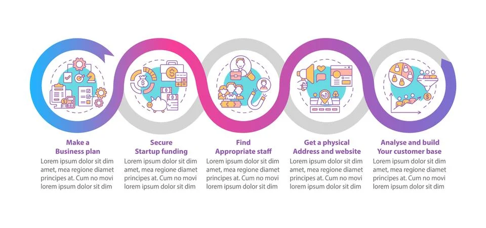 Startup launch process steps vector infographic template Stockillustratie