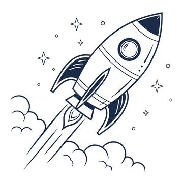 Startup-launch-rocket-icon-minimal-vector-white-(1) Stock Illustration