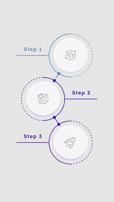 Startup launching infographic 3 steps template animation Stock Footage 331846691